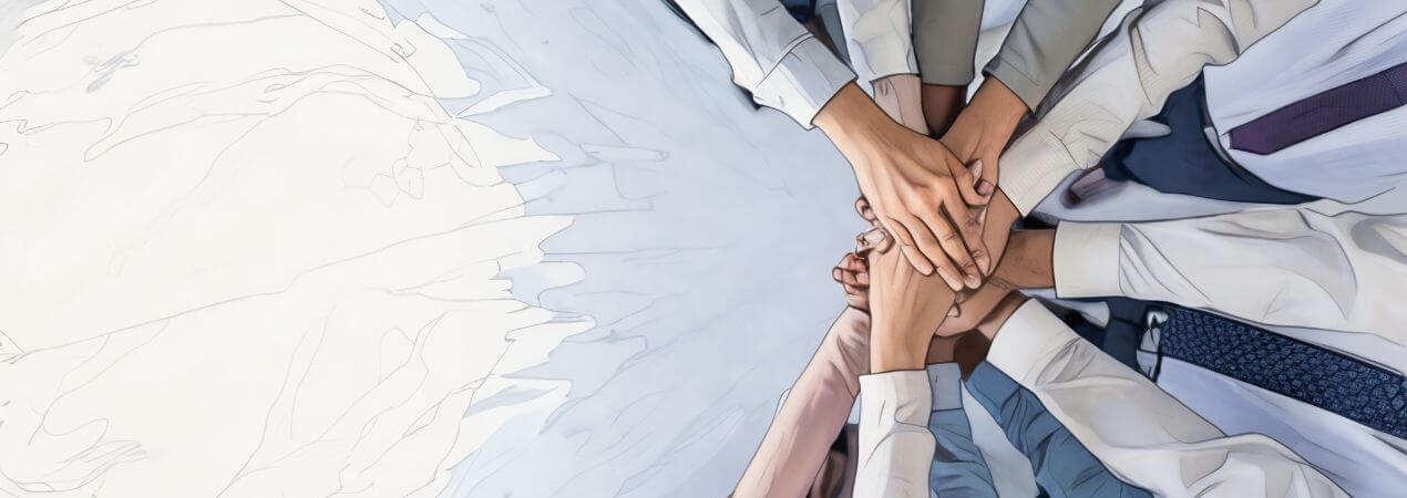 manos de trabajadores conectadas