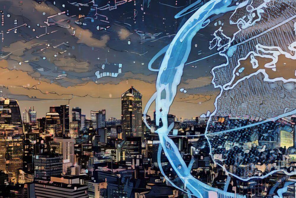 imagen de una ciudad y el mundo que representan a las empresas exportadoras